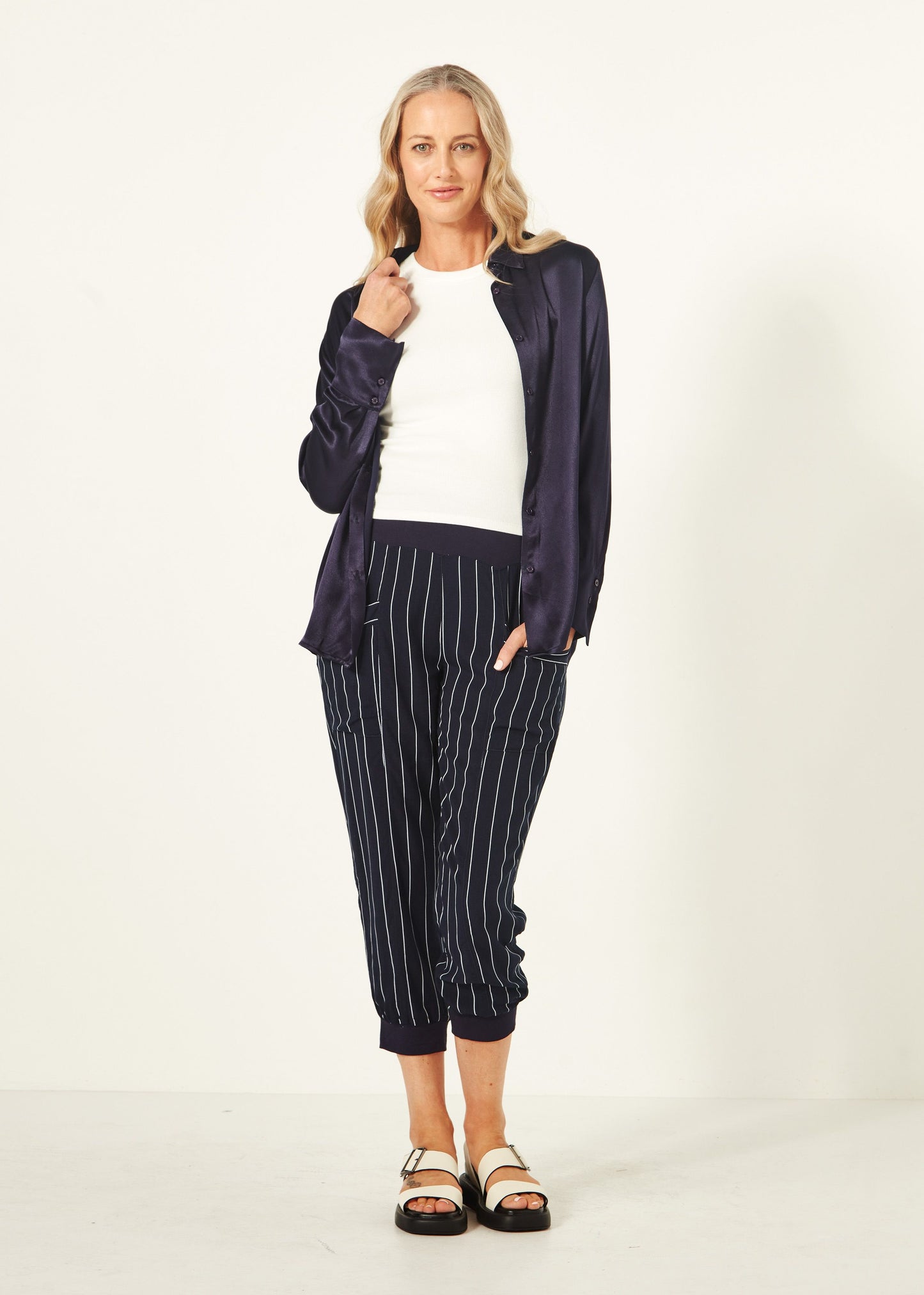 Harem Pant - Navy Stripe