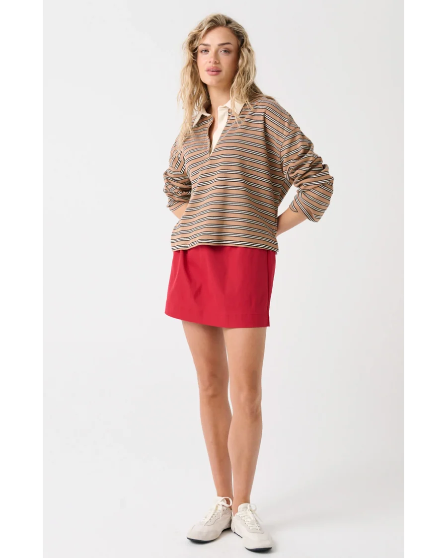 Alisa Rugby Tee - Tan Stripe