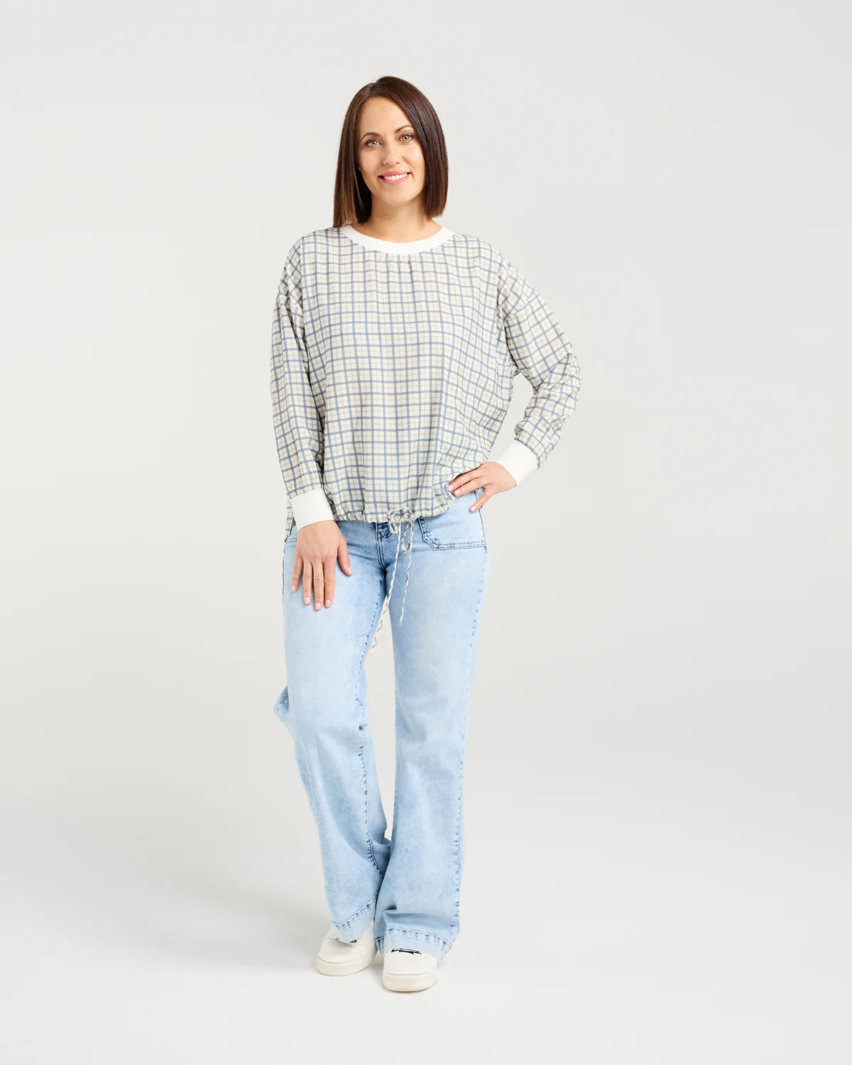 Isla Top - Blue Gridlock