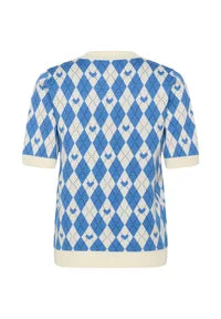 Pamilla Pullover - Blue/Argyle Hearts