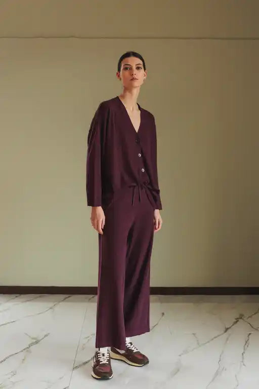 Dropped Shoulder Cardy - Plum