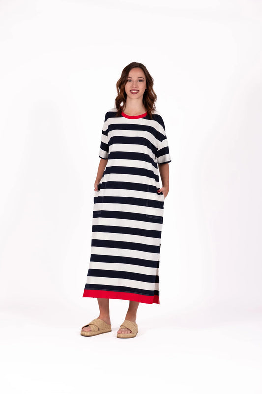 Evie Dress - Navy Stripe