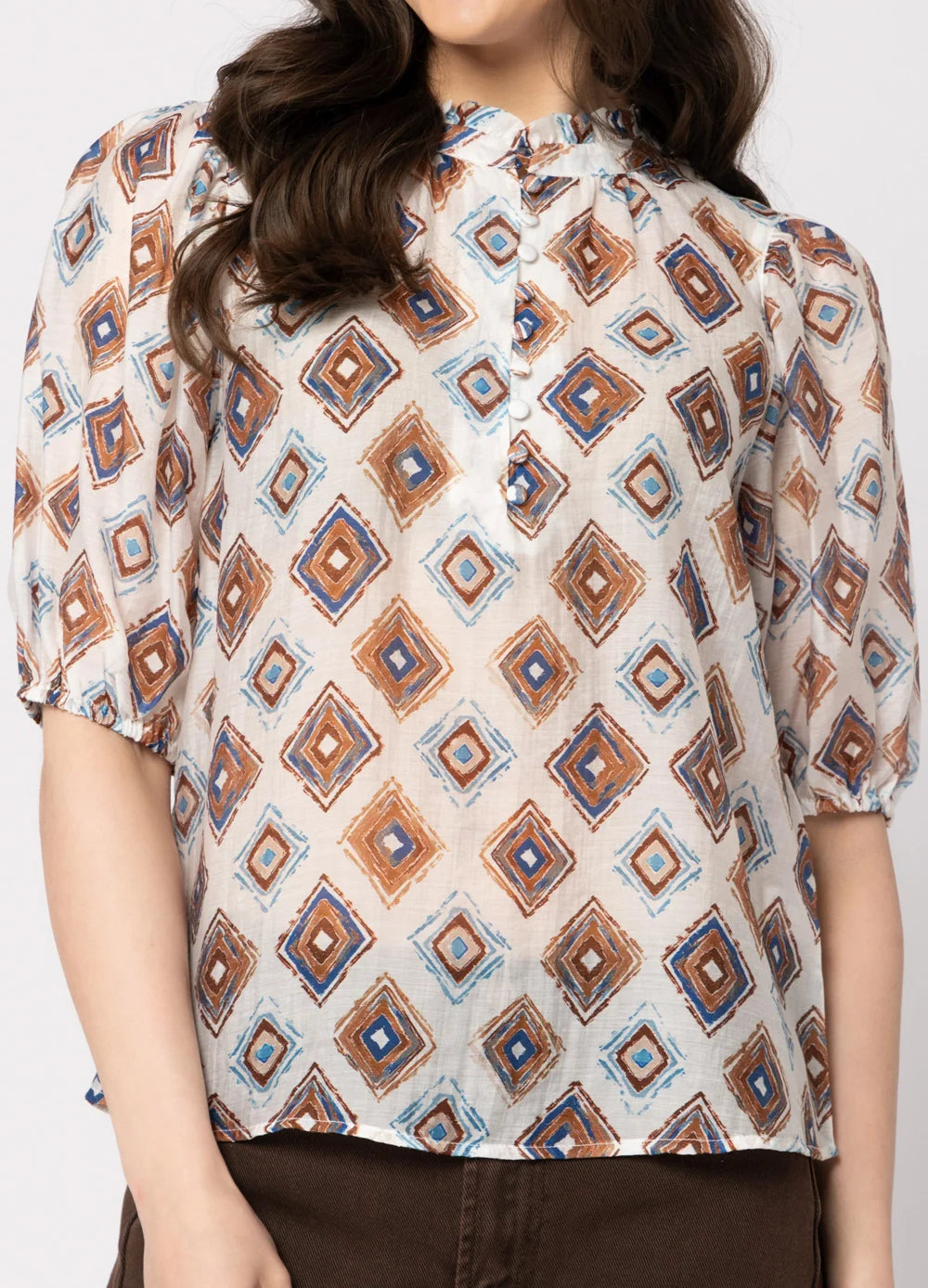 Nina Blouse - Choc Blue Diamond