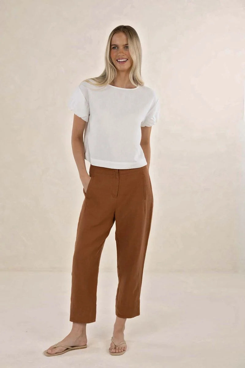 Huxe Linen Pant - Tobacco