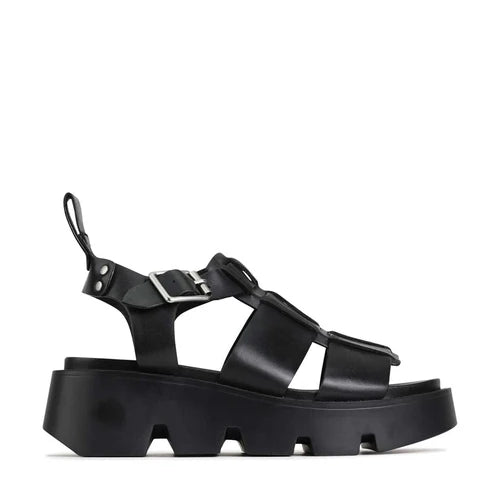 Kailan Leather Platform Sandals - Black