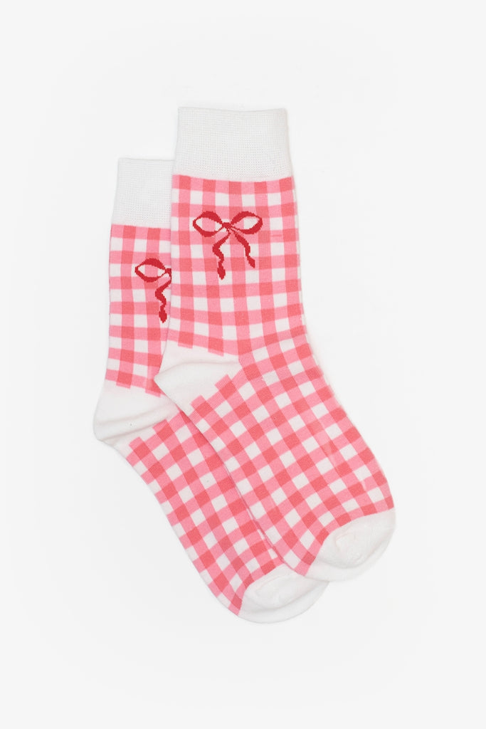 Gingham Bow - Pink