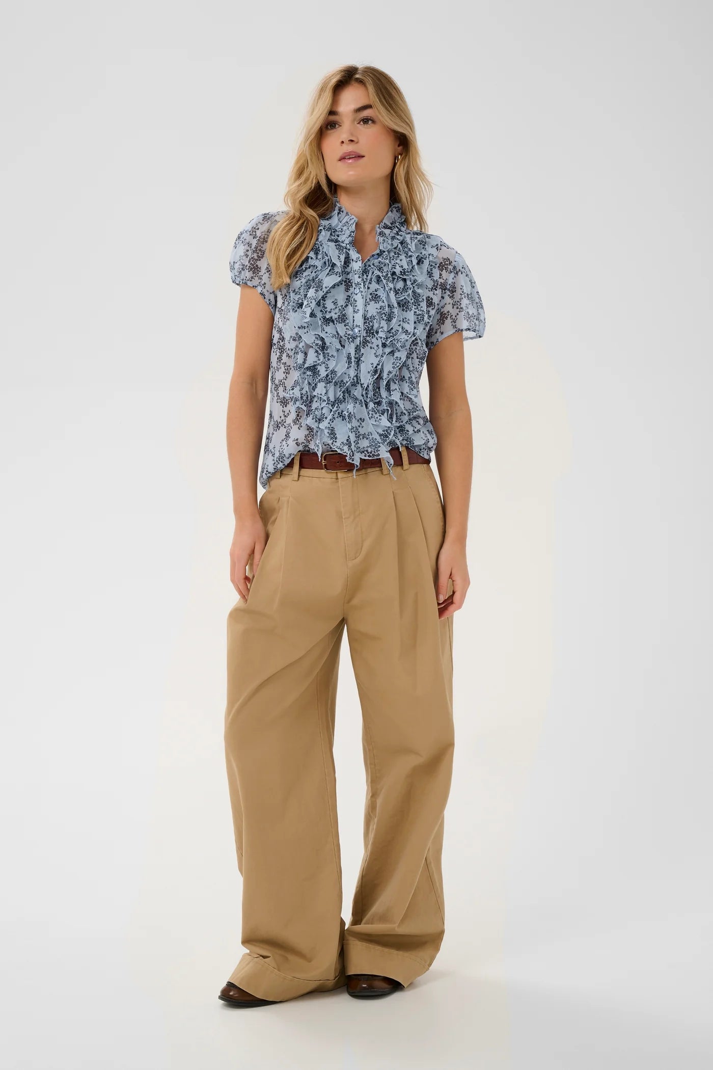 Lilja Ruffle Shirt - Skyway Eclipse