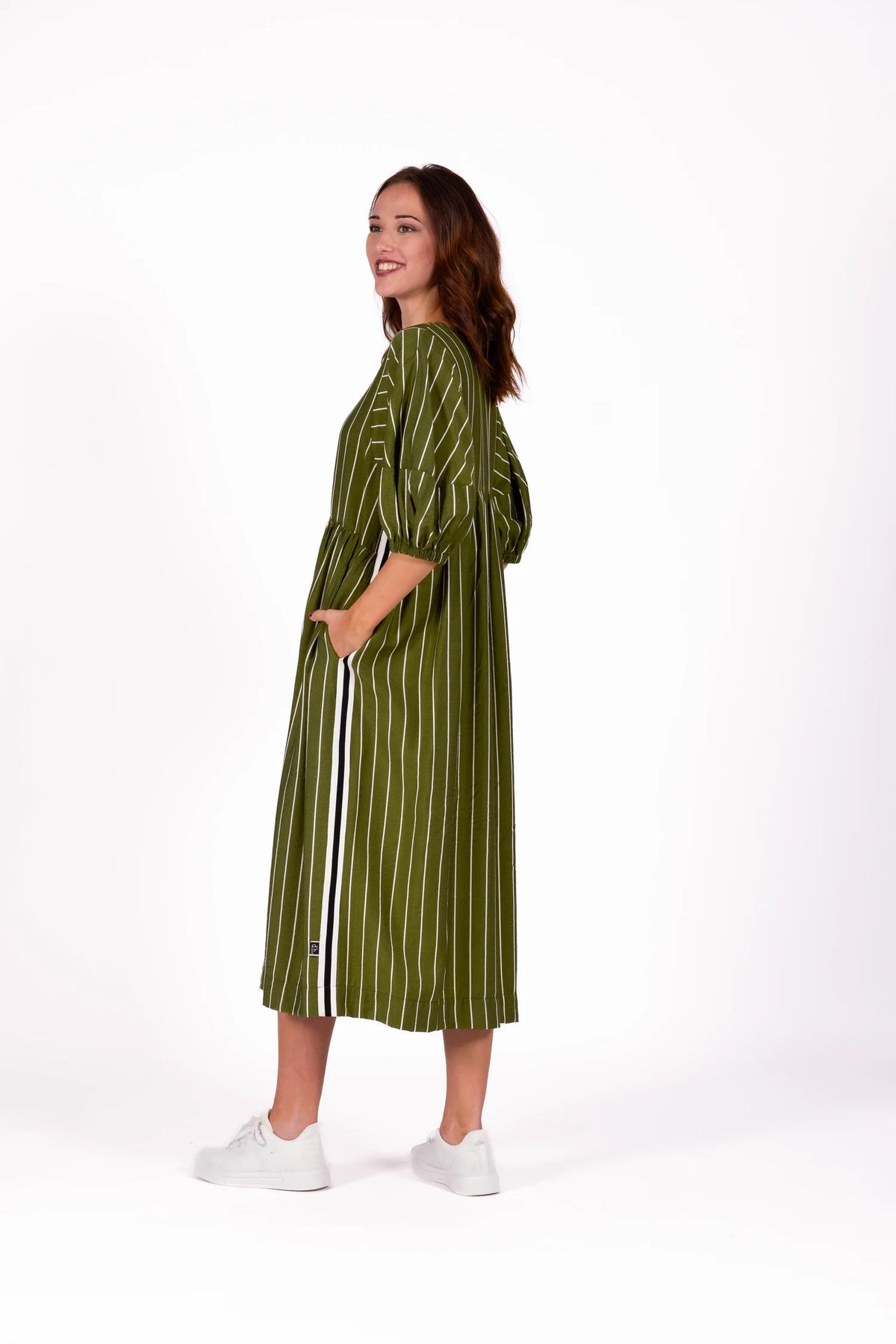 Brie Dress - Linear Olive