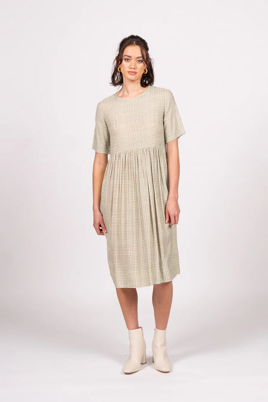 Otama Dress - Sage Grid