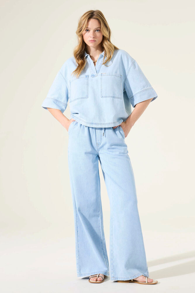 Wide Denim Pants - Light Used