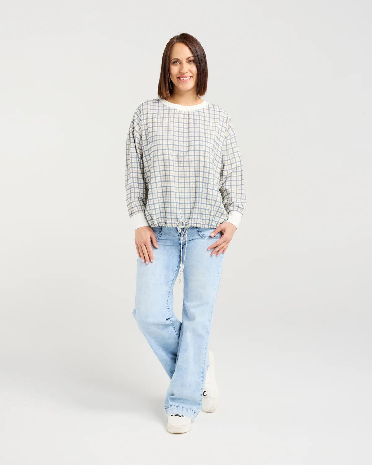 Isla Top - Blue Gridlock