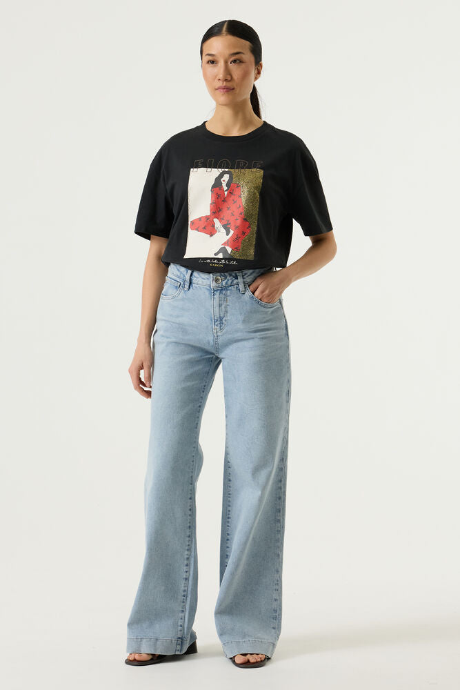 Flore Print Tee - Dark Gray