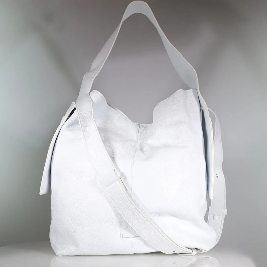 Saddle Tote - White Milled