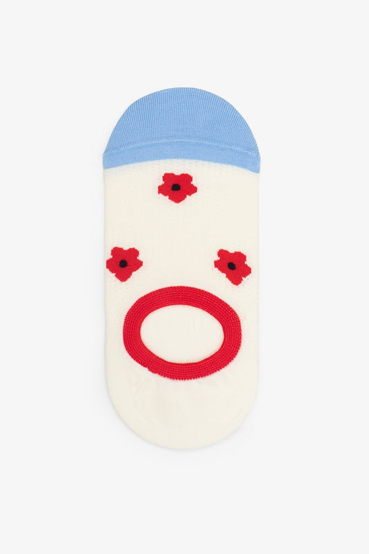 No Show Socks - Red Daisy
