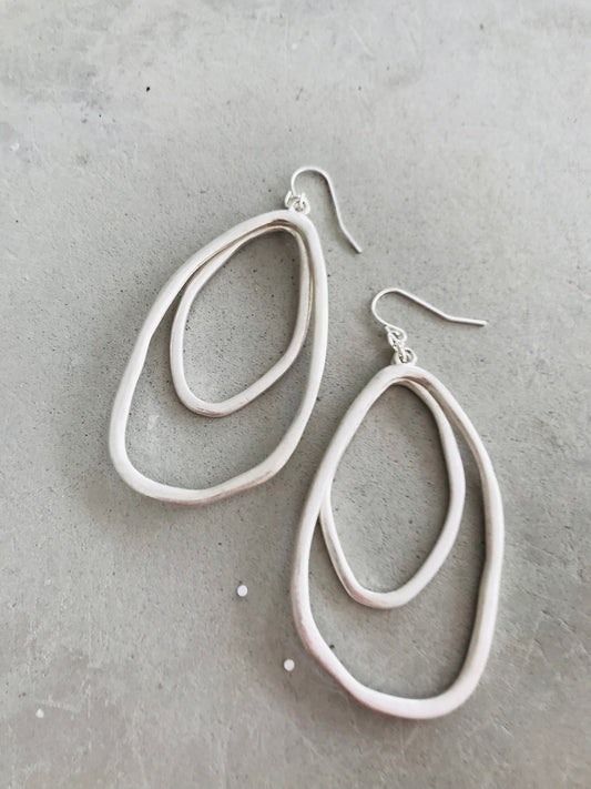 Infinity Double Loop Earrings - Silver