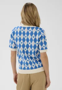 Pamilla Pullover - Blue/Argyle Hearts
