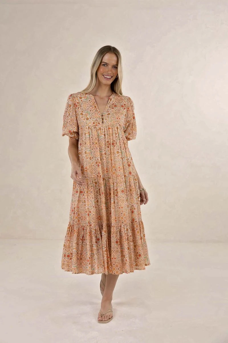 Yasmin Midi Dress - Almond Print