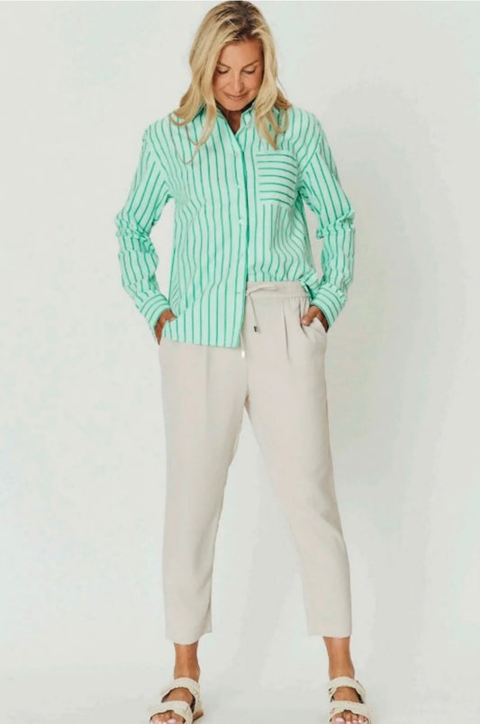 Chloe Shirt - Green Stripe