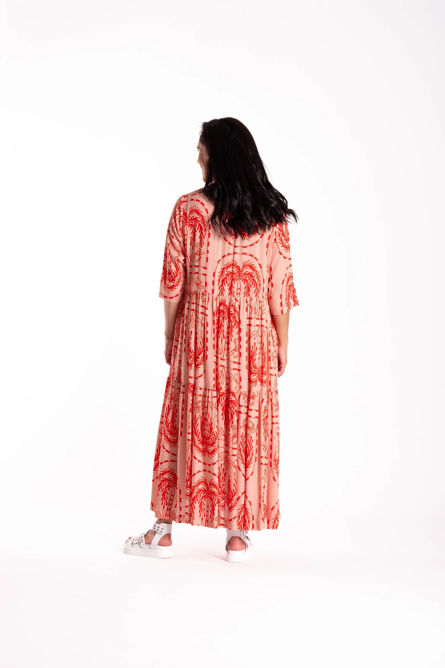 Collar Tiered Dress - Palm