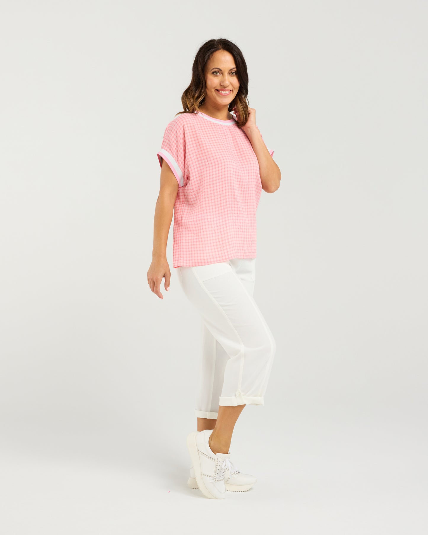 Olivia Top - Pink Check
