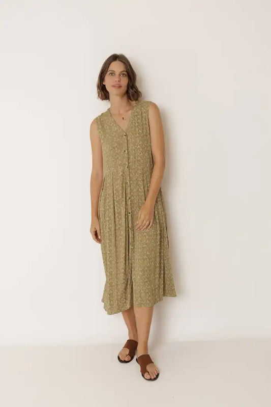 Resort Dress - Khaki Print