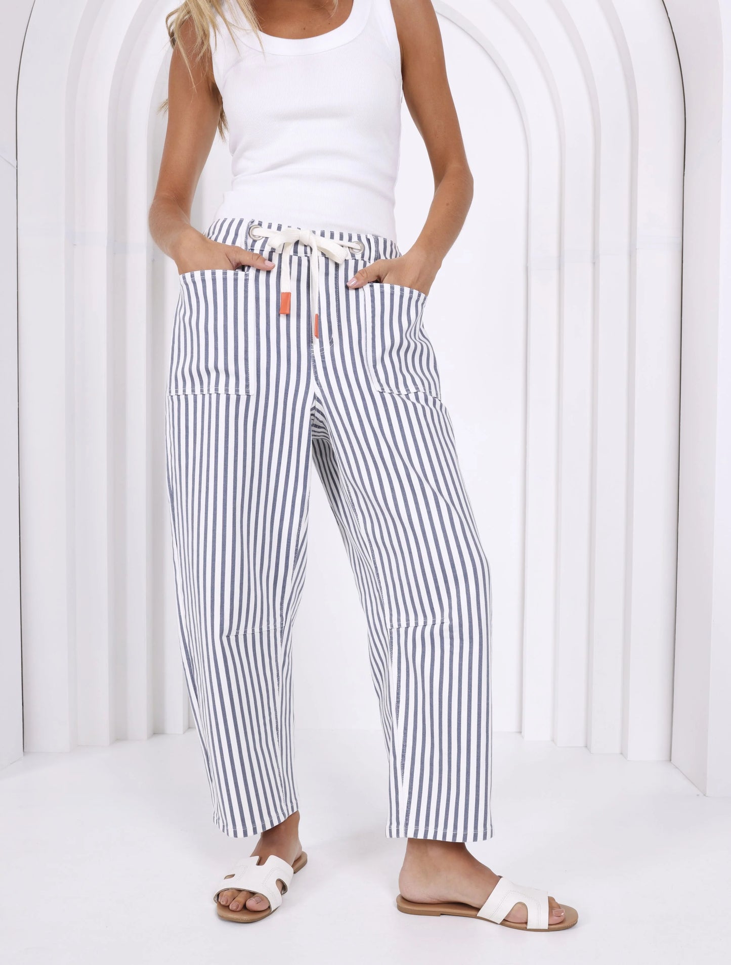 Carter Barrel Jean - Navy Stripe