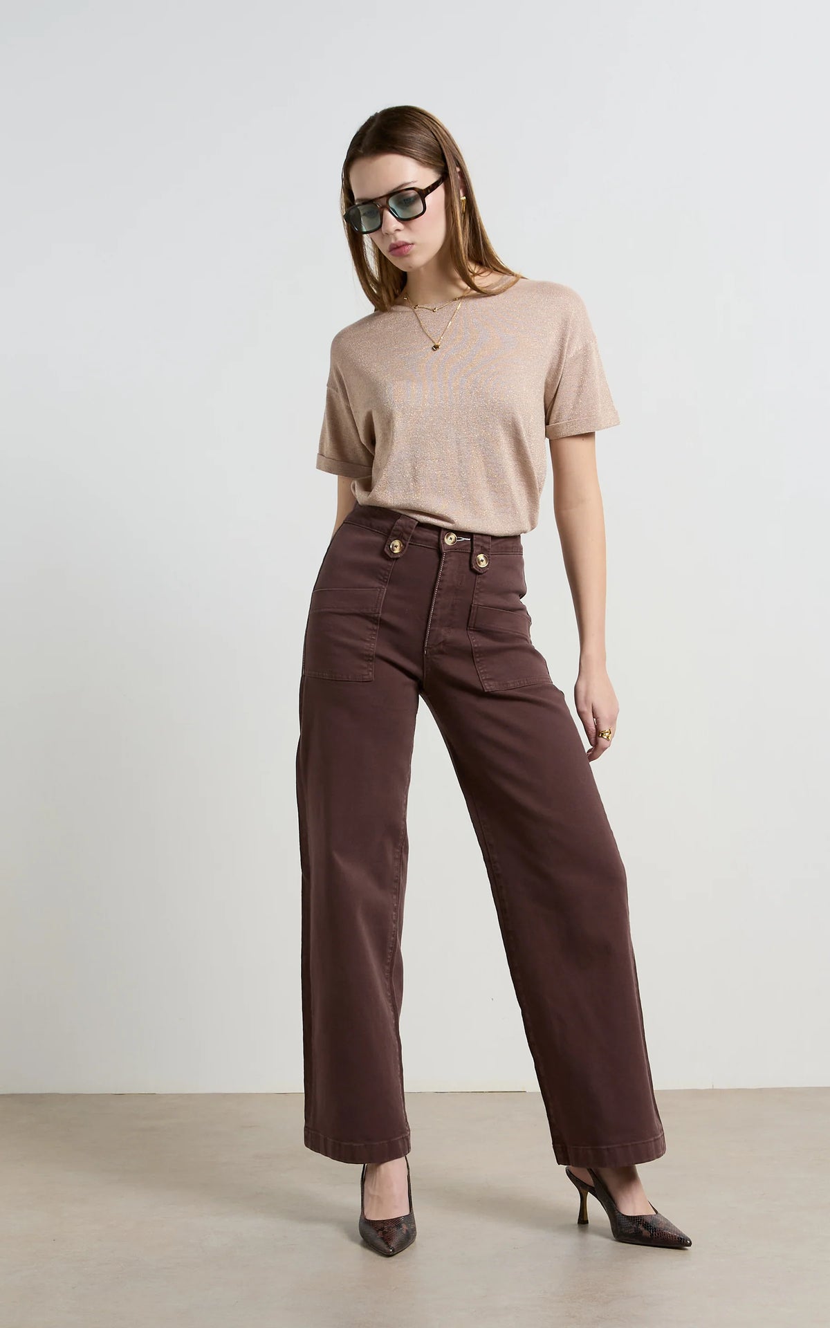 Carrie French Roast Wide Straight Leg Jeans