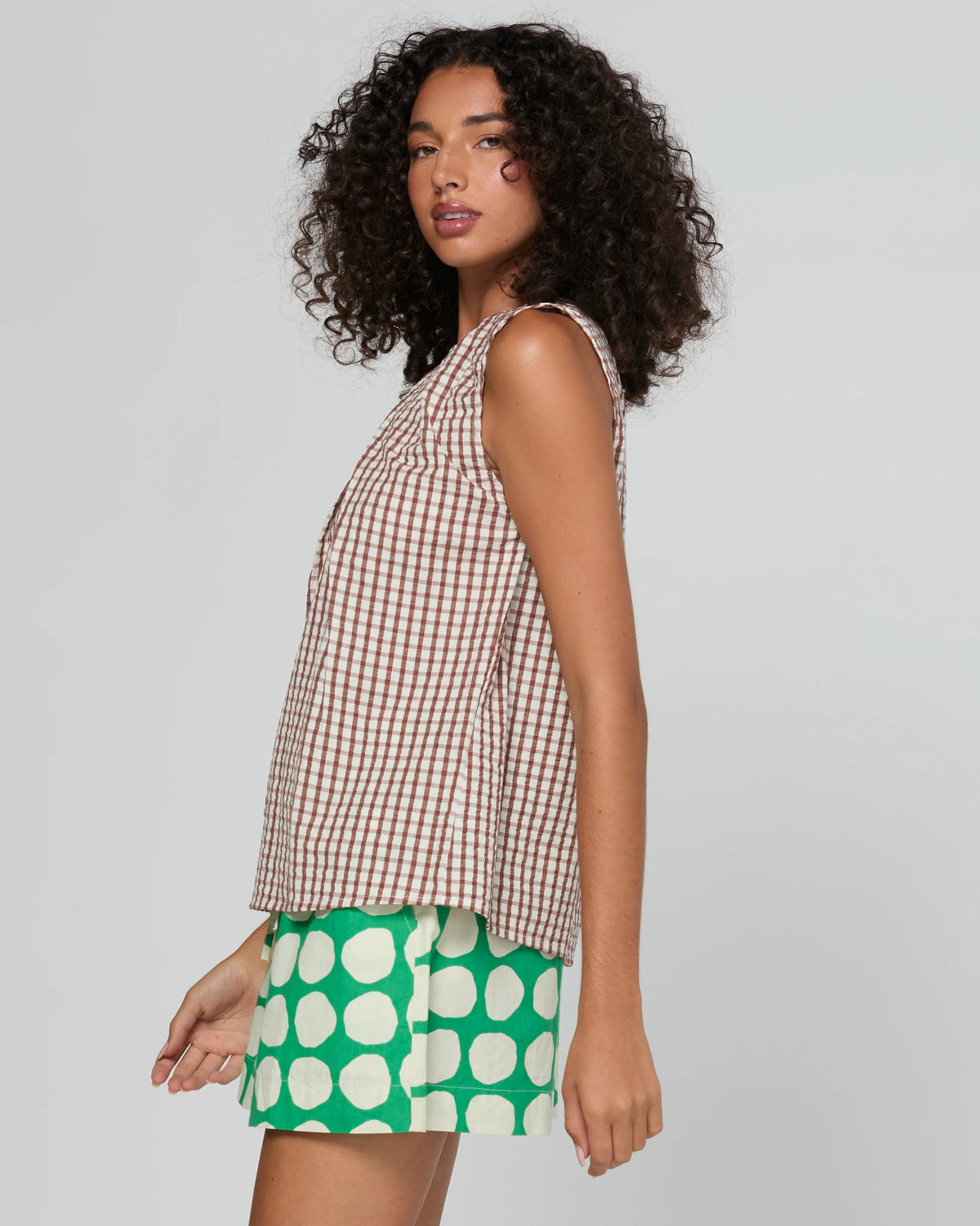 Chekku Top - Cocoa Gingham