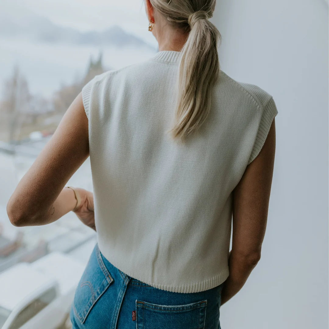 Chloe Women’s Knit Vest - Pearl