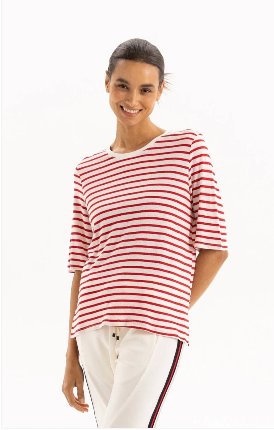 Linen Tee - Red Stripe