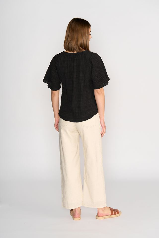Hazel Top - Black Texture