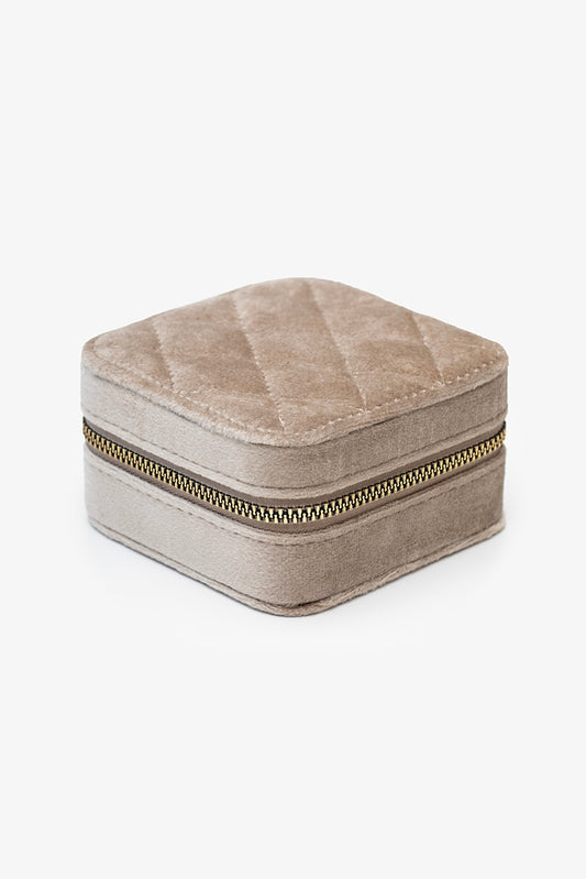 Velvet Jewellery Travel Box - Taupe