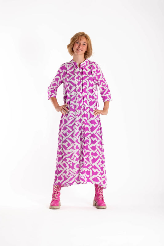 French Me Dress - Grape Scribble