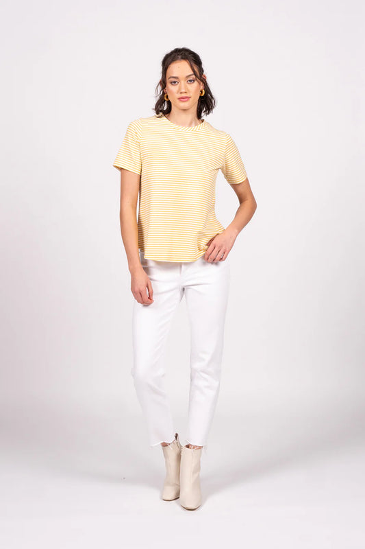 Emilia Top Short Sleeve - Yellow Stripe