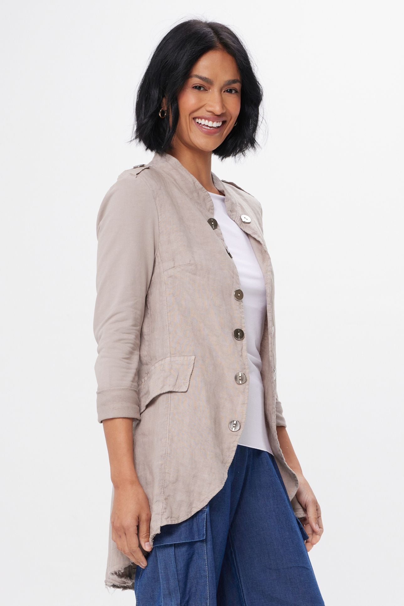 Bernie Linen Jacket - Taupe