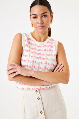 Knit Singlet - Ecru Stripe