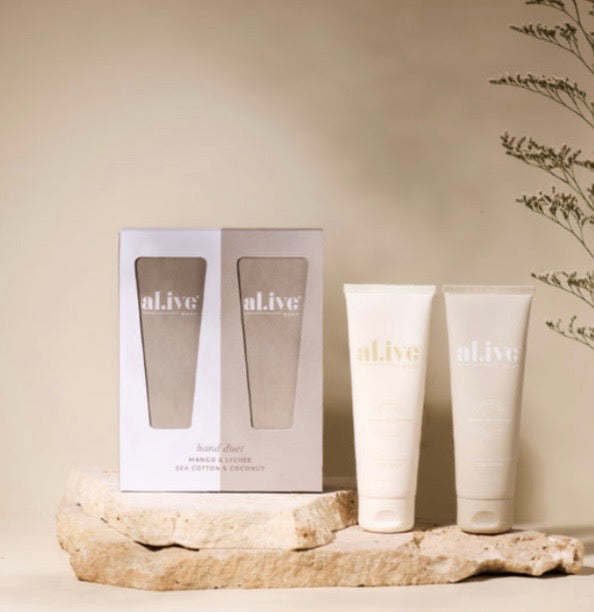 al.ive - Hand Cream Duet - Mango & Lychee - Sea Cotton & Coconut