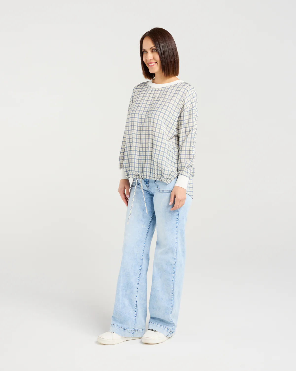 Isla Top - Blue Gridlock