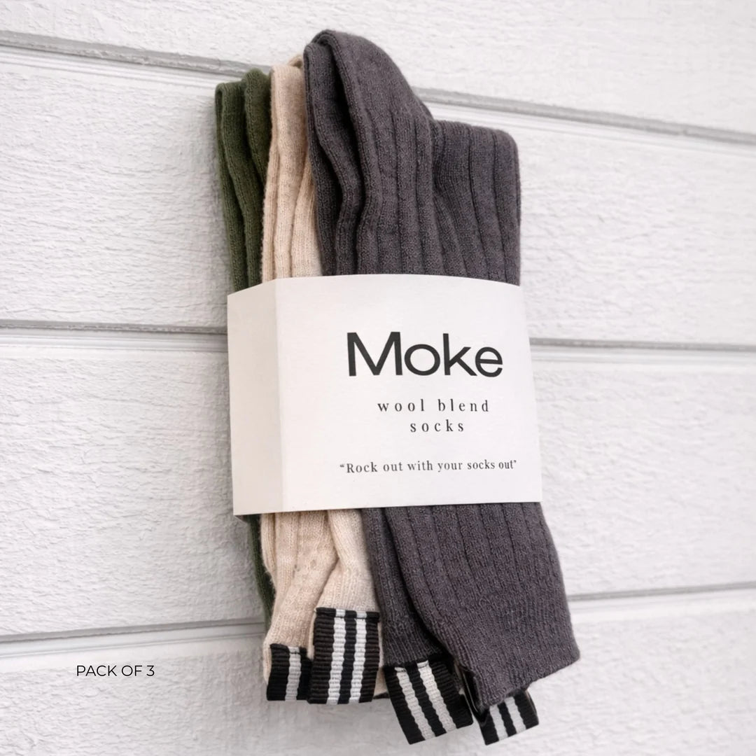 Lily - Wool Blend Socks - Cocoa Powder/Blush/Bonsai