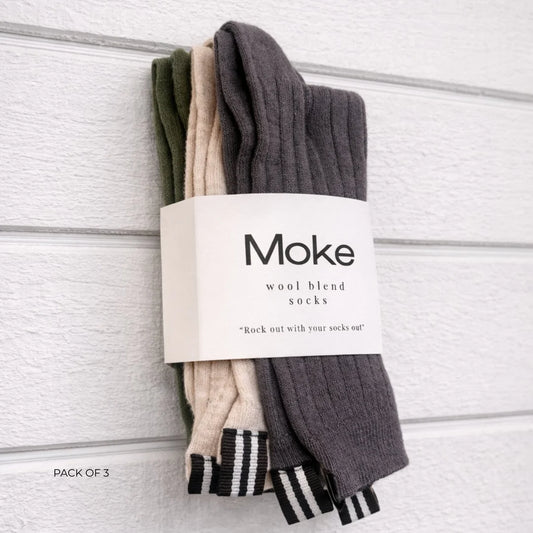 Lily - Wool Blend Socks - Cocoa Powder/Blush/Bonsai