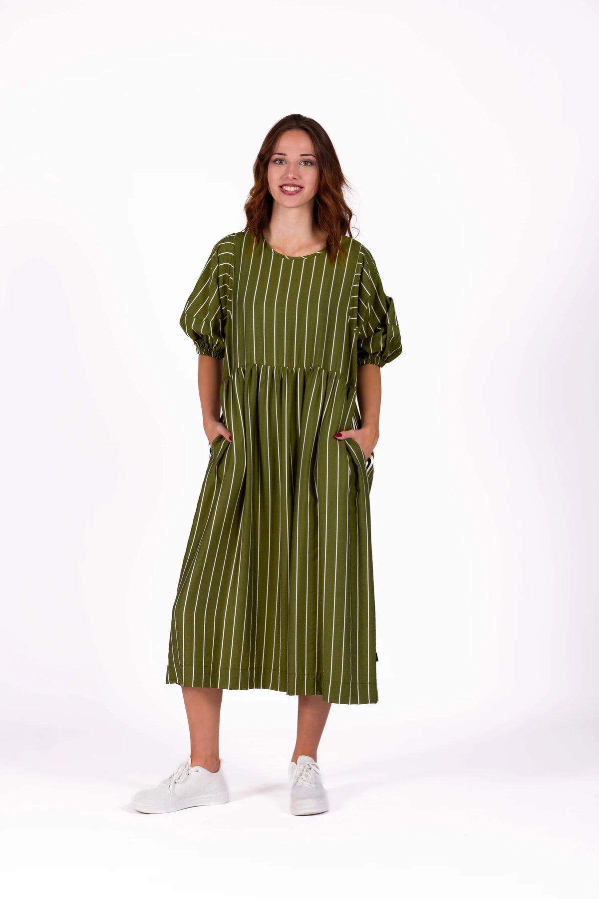 Brie Dress - Linear Olive