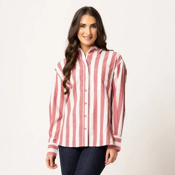 Essential Shirt - Ruby Stripe