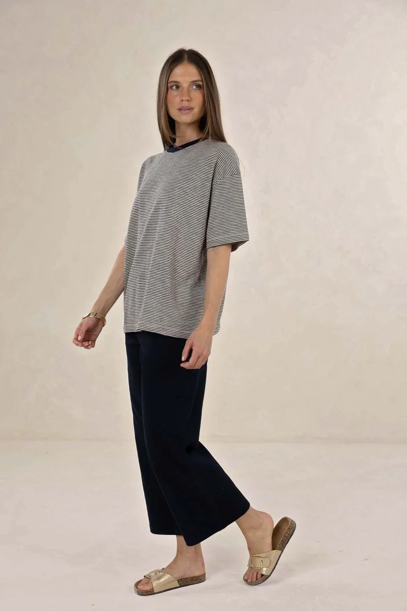 Bestie Stripe Tee - Midnight