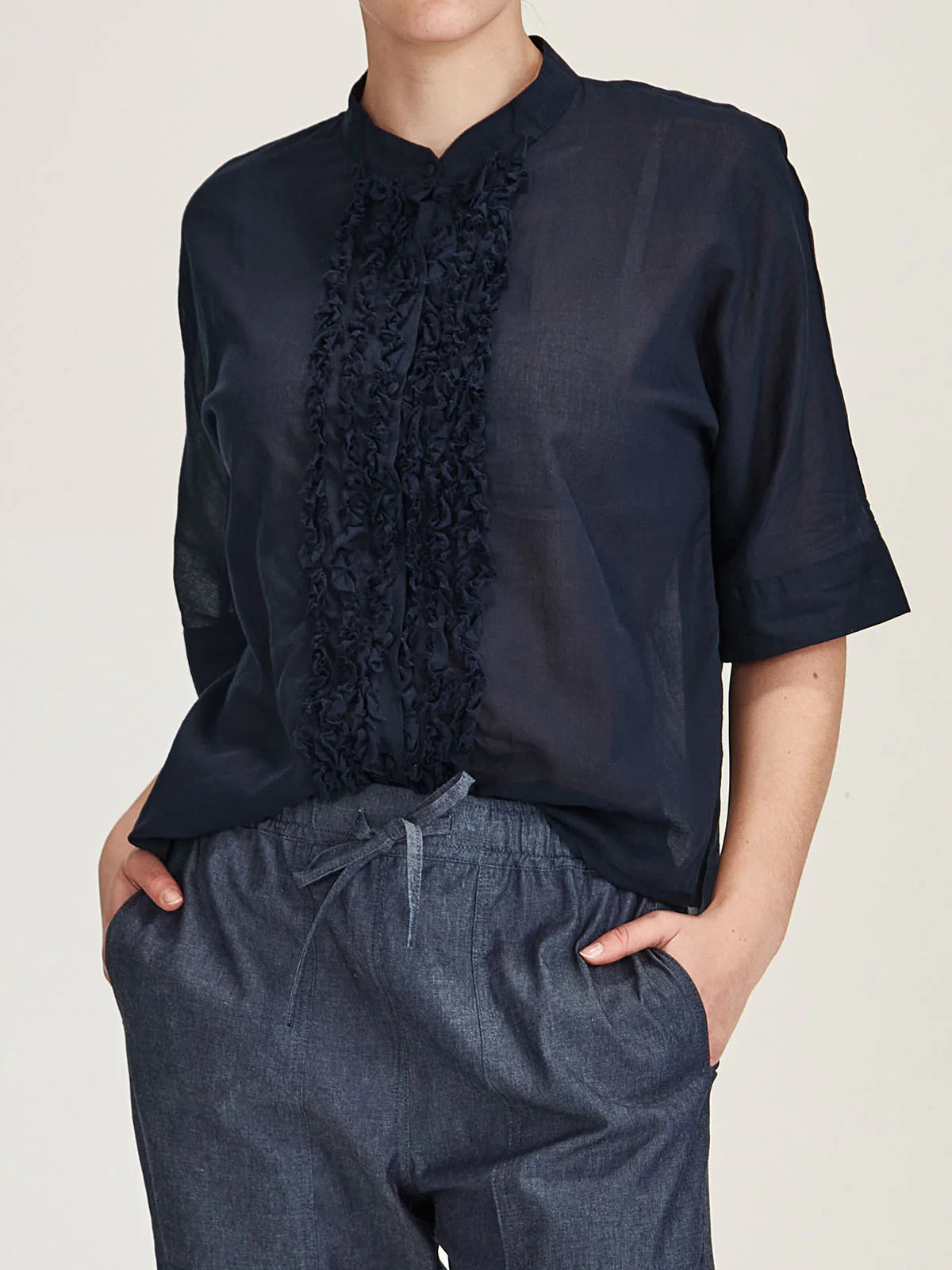 Sasha Ruffle Blouse - French Navy