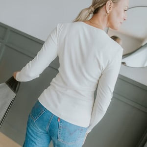 Lina Women’s Long Sleeve Rib Knit - Pearl