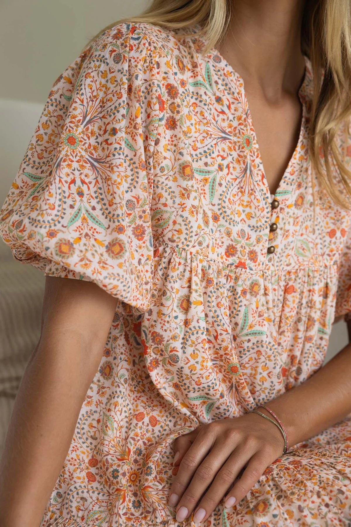 Yasmin Midi Dress - Almond Print