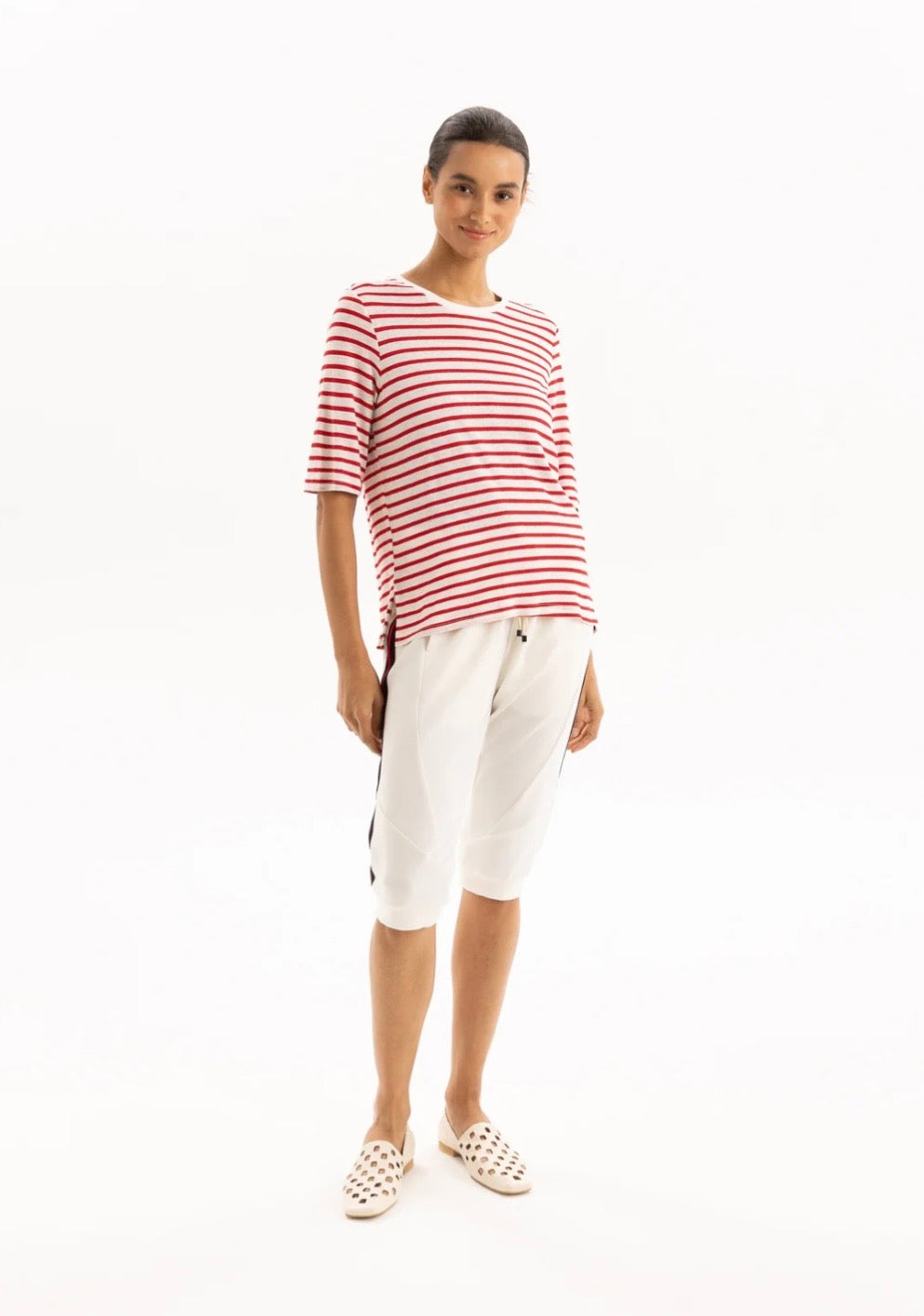 Linen Tee - Red Stripe