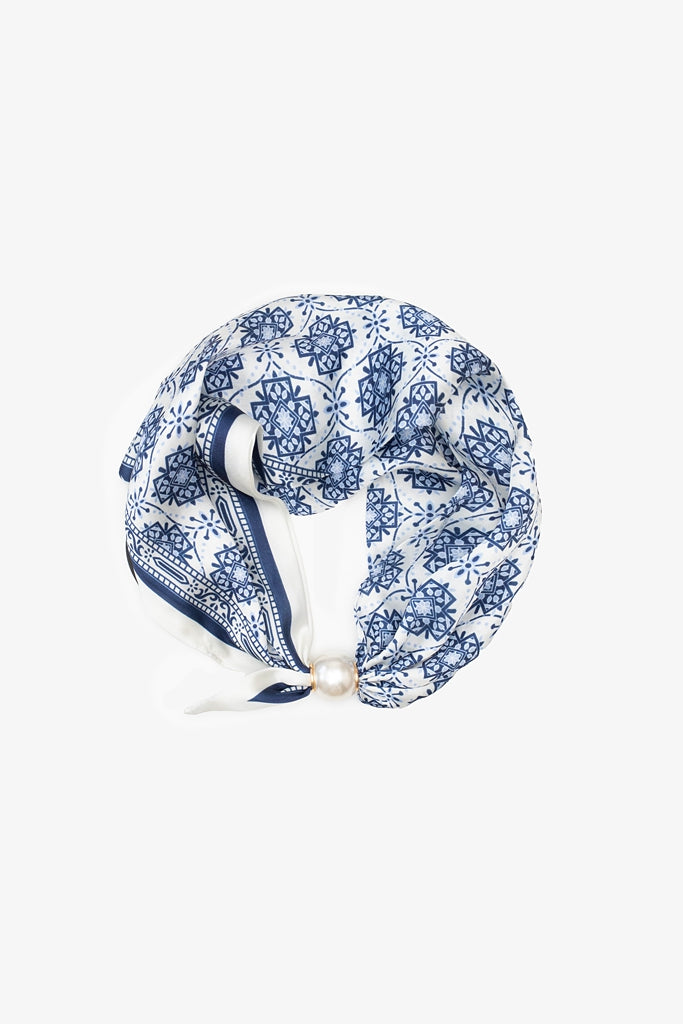 Pearl Fasten Neck Tie - Porcelain Cross