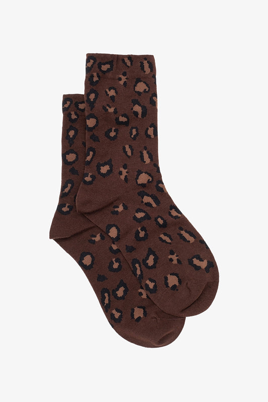 Leopard Print Sock - Chocolate