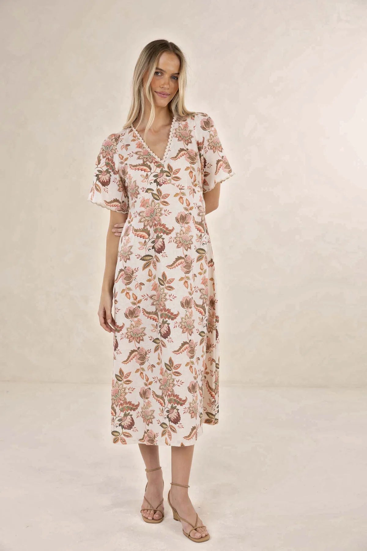 Bohemian Rose Midi Dress - Bohemian Print